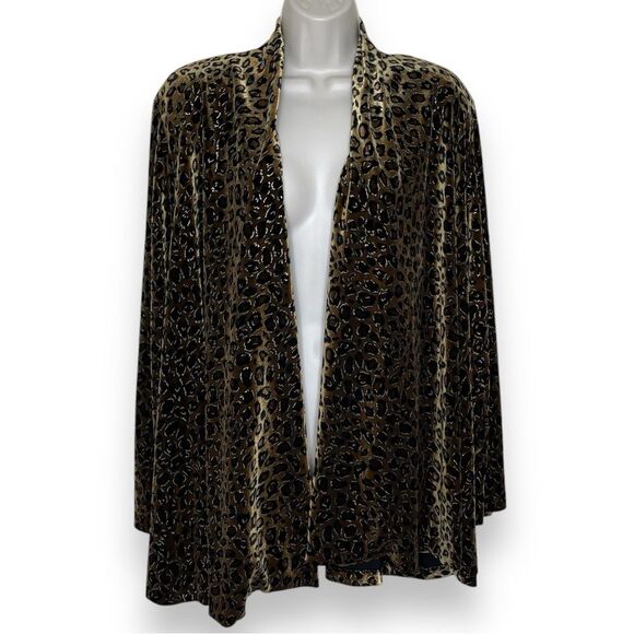 Vintage R&K Evening Leopard Metallic Velvet Velour Jacket Missy Size 12 Unlined - Picture 1 of 9